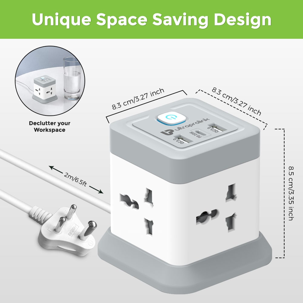 Power Qube Desktop Surge Protector with QC3.0 & 20W Power Delivery Port UM1050U
