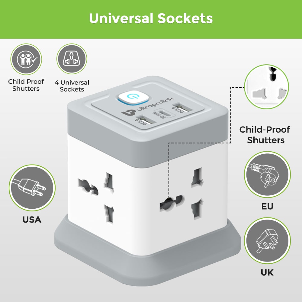 Power Qube Desktop Surge Protector with QC3.0 & 20W Power Delivery Port UM1050U