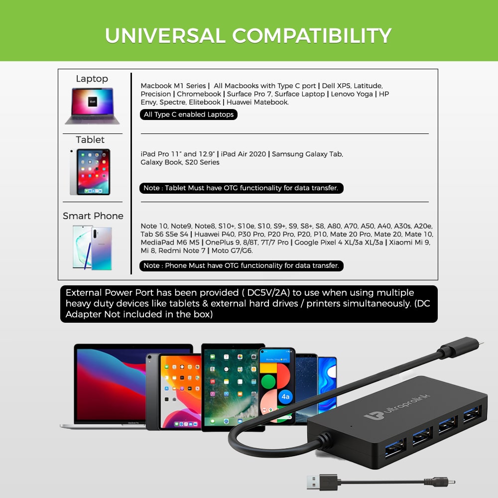 iExpand USB Type C 3.1 (Gen 1) to USB-A 3.0 Hub 4 Port Expander UL1054