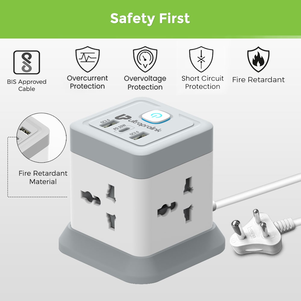 Power Qube Desktop Surge Protector with QC3.0 & 20W Power Delivery Port UM1050U