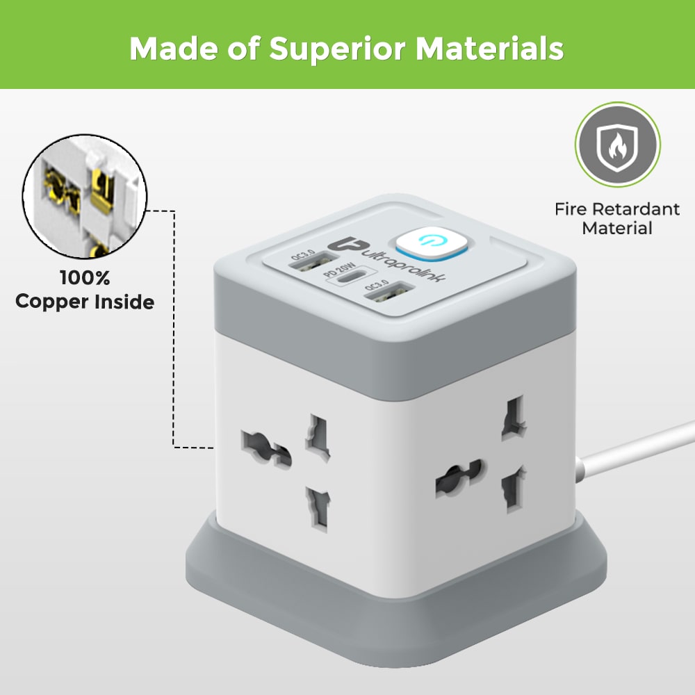 Power Qube Desktop Surge Protector with QC3.0 & 20W Power Delivery Port UM1050U