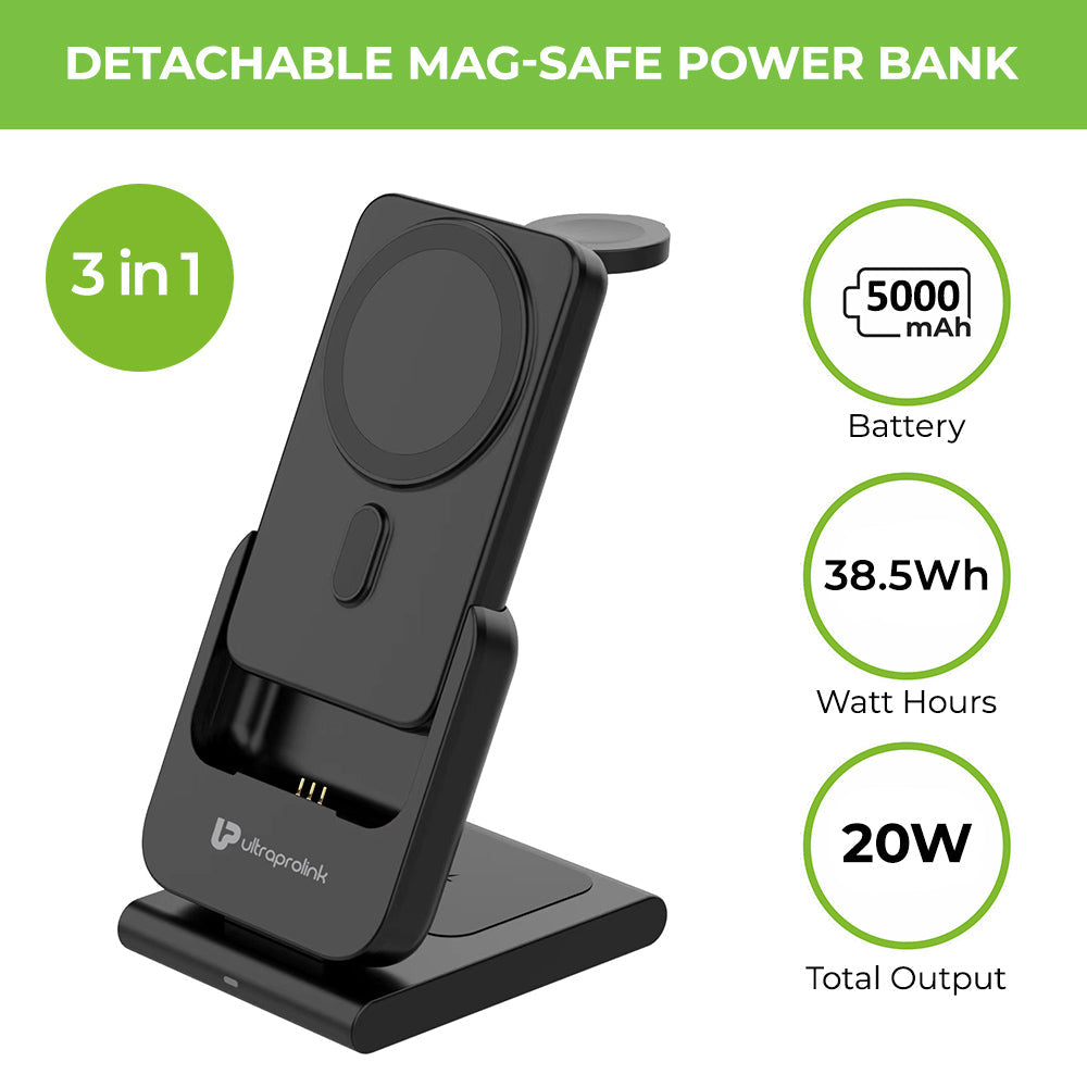 3-in-1 Vylis GO Wireless Dock with Detachable Mag-Safe Power Bank UM1006GO