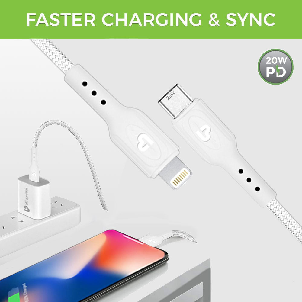 VoLo PD20 Type C to Lightning 20W Power 1.5m UL1052 (White)