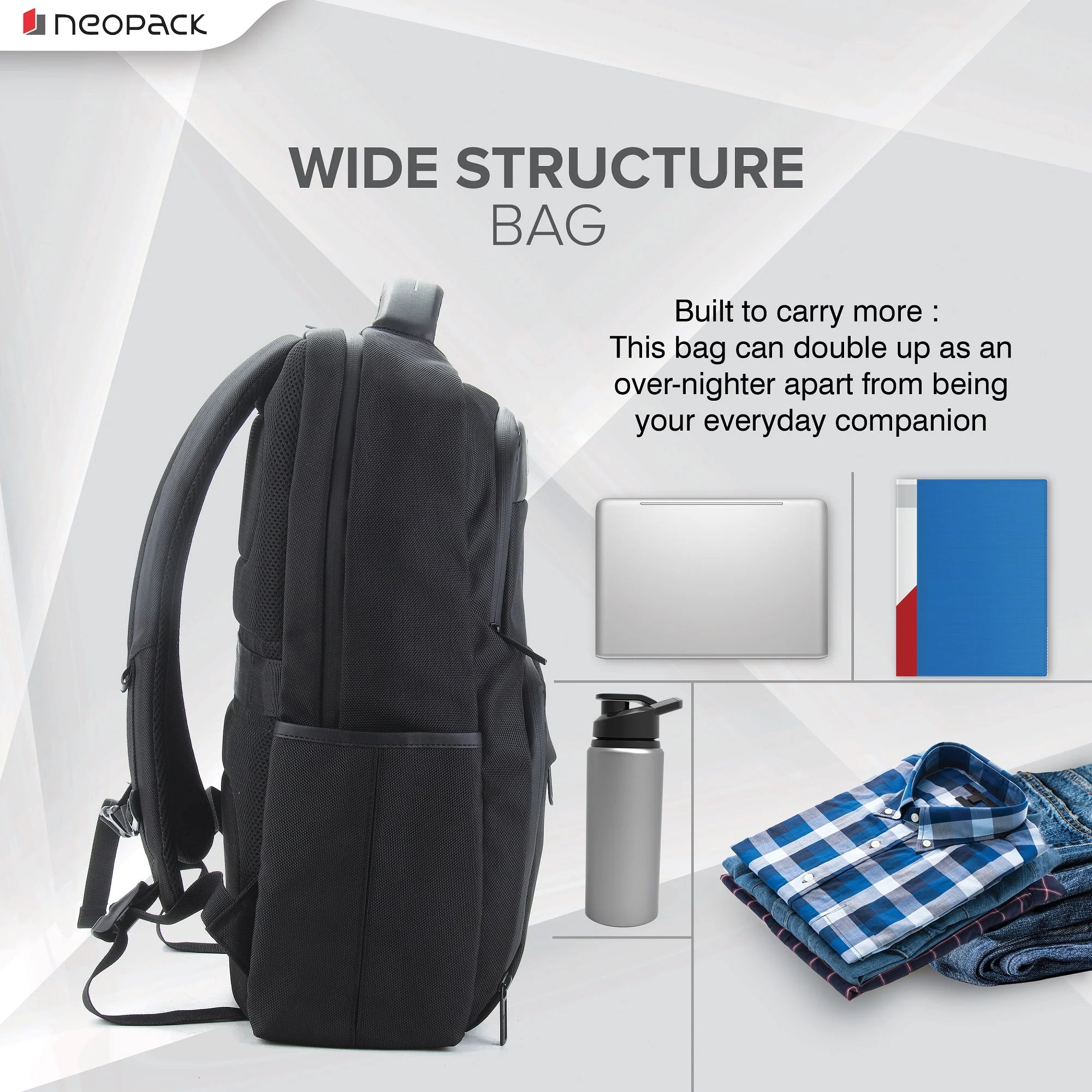 Neopack Urban Carrer Backpack For Upto 16.2" Macbooks & 15" Laptops (Black)