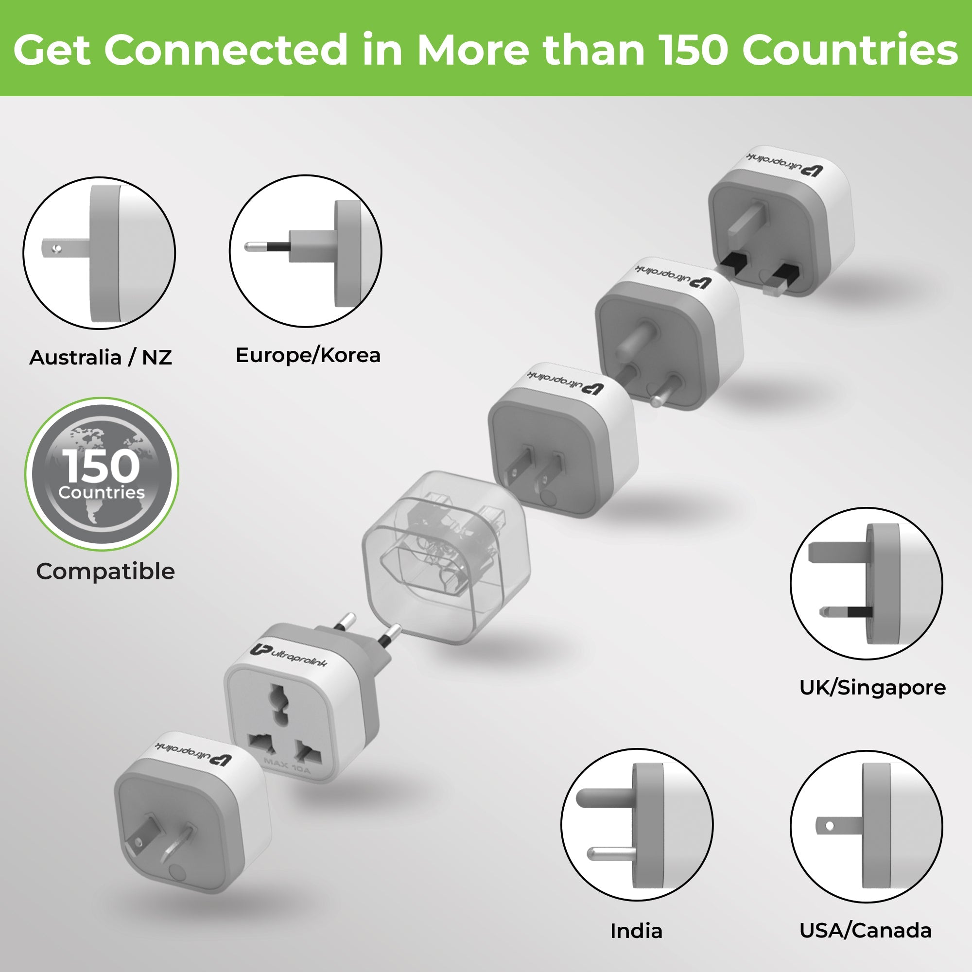 Travel Qubes Worldwide AC Convertor Plugs ( pack of 5) UM1164