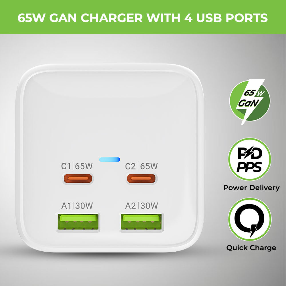 Power Qube 65 2 Socket Surge Protector with 4 USB Ports (65W) UM1165U