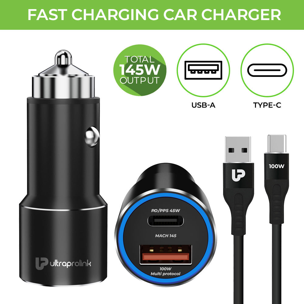 Mach 145W All Protocol Dual USB Car Charger with 1m Cable UM1160