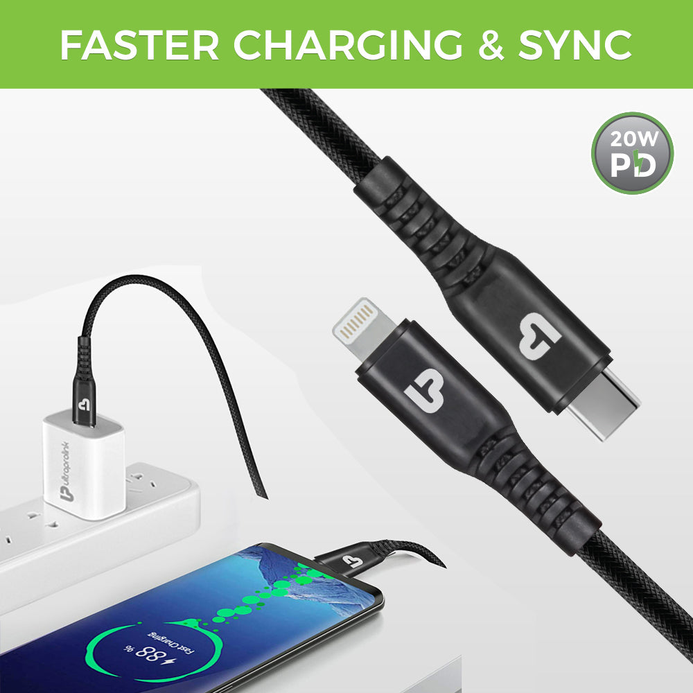 VoLo PD20 Type C to Lightning 20W Power 1m UL1052BLK