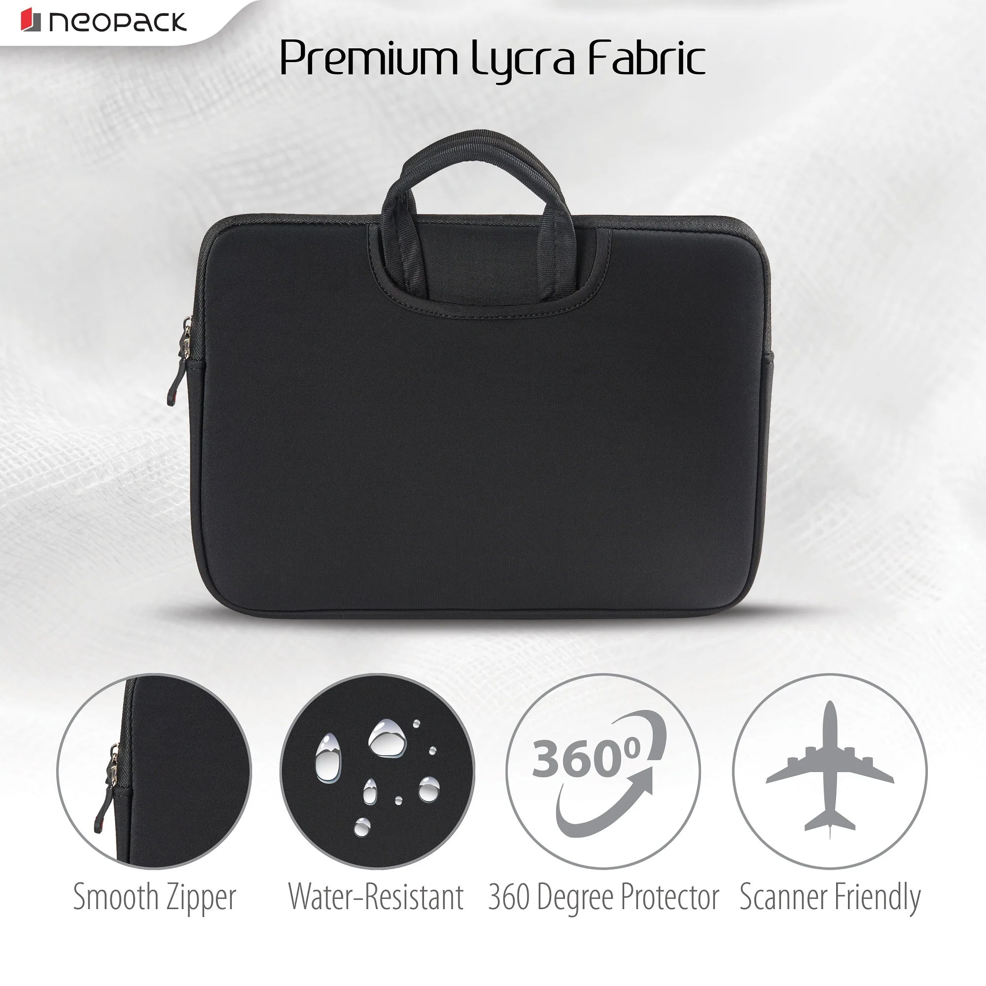 Neopack Handle Sleeve For Upto 14.2" Macbooks & 13" Laptops (Black)