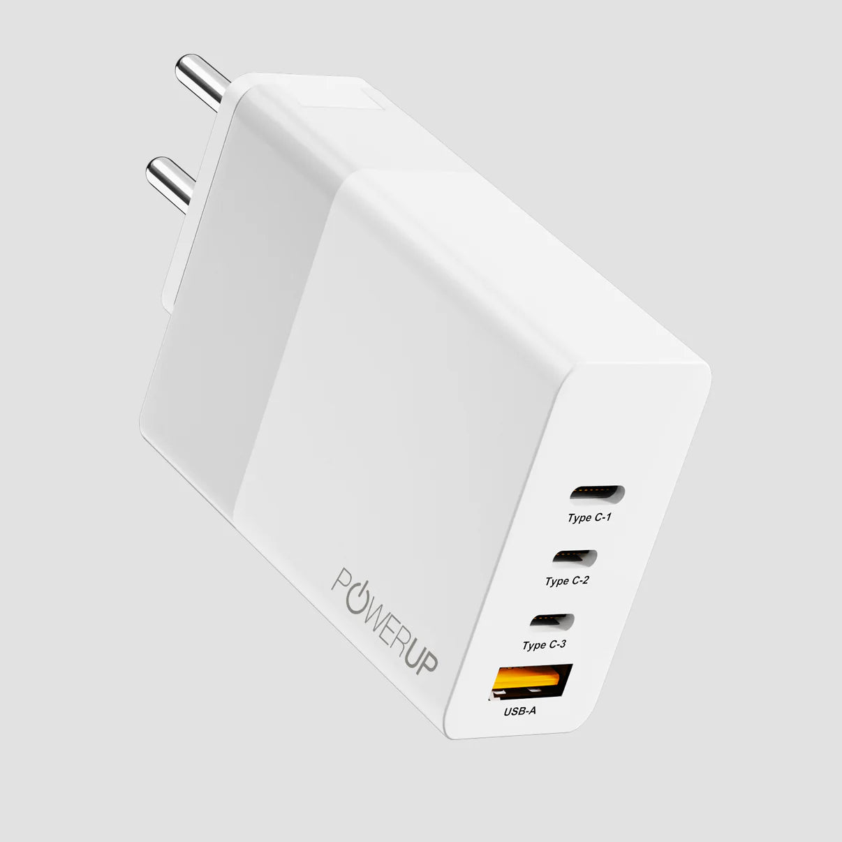 POWERUP Max Charge 120W 3 PD Type C + USB QC 3.0 GaN Wall Charger - White