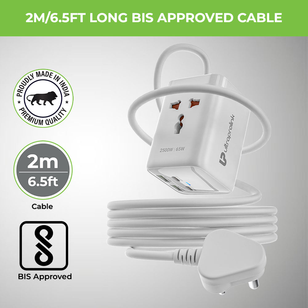 Power Qube 65 2 Socket Surge Protector with 4 USB Ports (65W) UM1165U