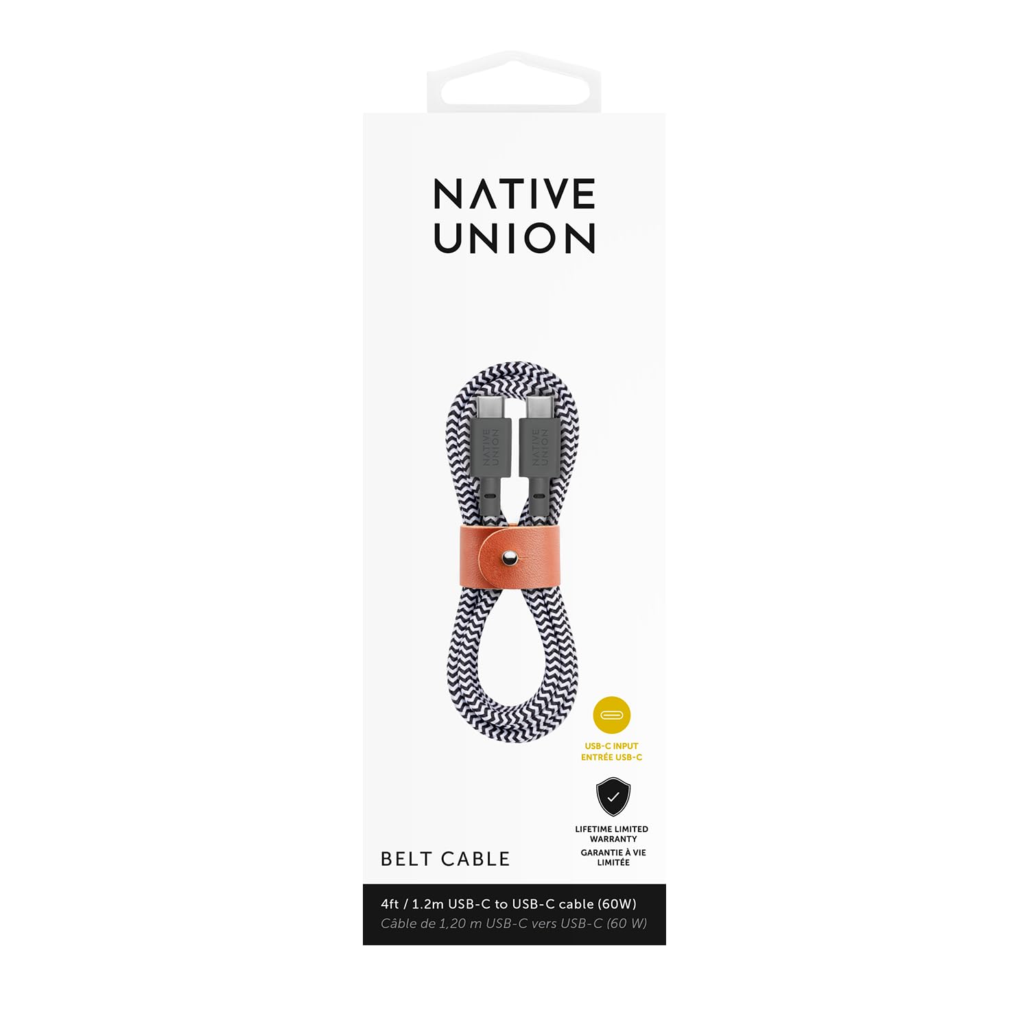 Native Union BELT-C-ZEB-2-NP,BELT CABLE-TYPE-C-C-ZEBRA-1.2M