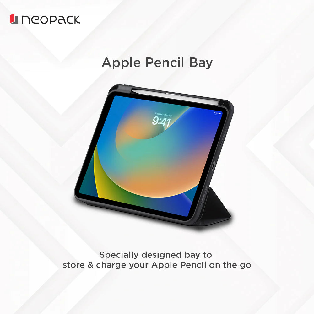 Nepack Alpha Case With Apple Pencil Holder For IPad 10.2", Fits: All Gen. (Stone Black)