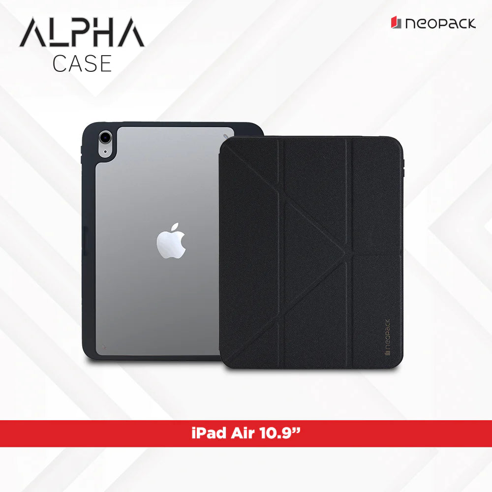 Neopack Alpha Case With Apple Pencil Holder For IPad Air 10.9", Fits: 4th & 5th Gen. / IPad Air 11" 2024 & 2025 M3 Models (Stone Black)