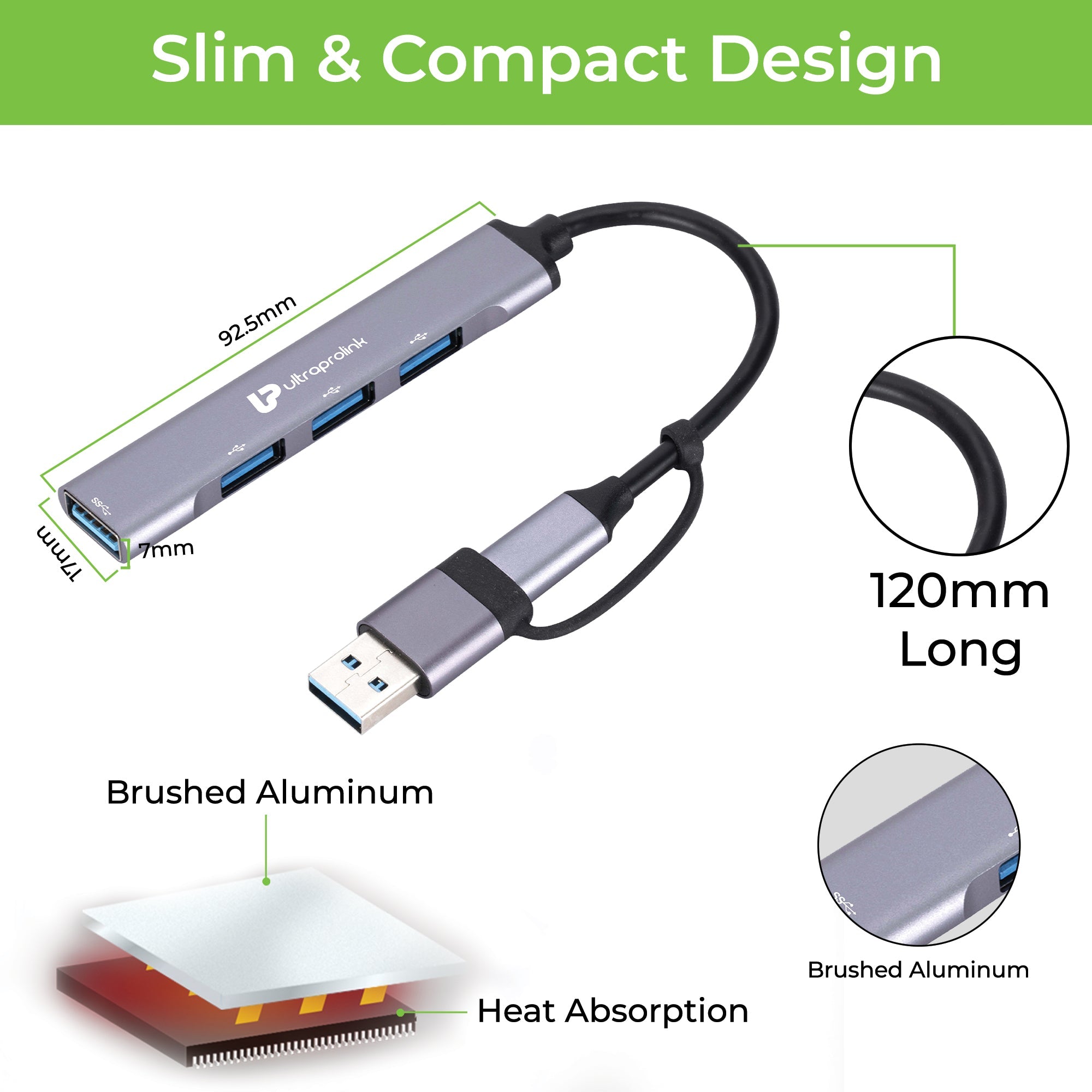 Slimport 4C USB-C+A to USB-A  x 4 Port Hub UL1205