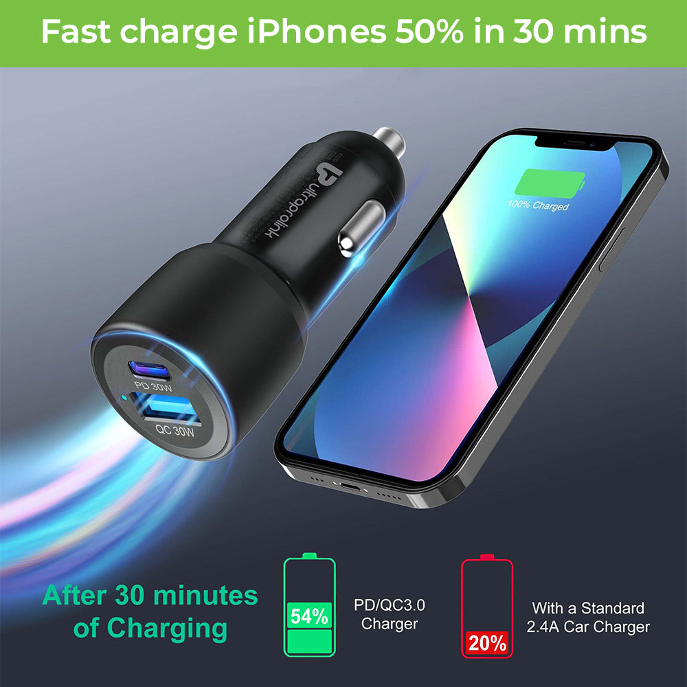 Mach 60 PD/QC3.0/PPS Car Charger with C2C Cable (60W) UM1158