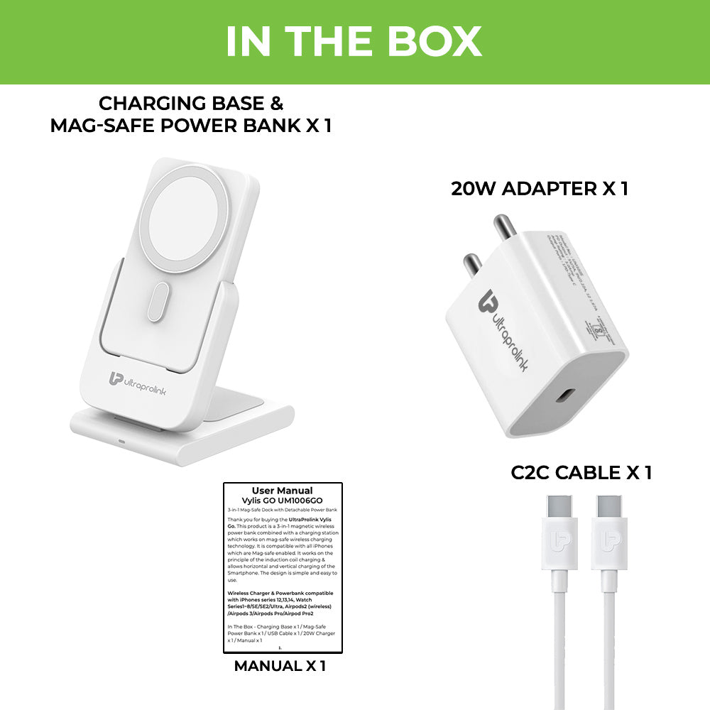 3-in-1 Vylis GO Wireless Dock with Detachable Mag-Safe Power Bank UM1006GO