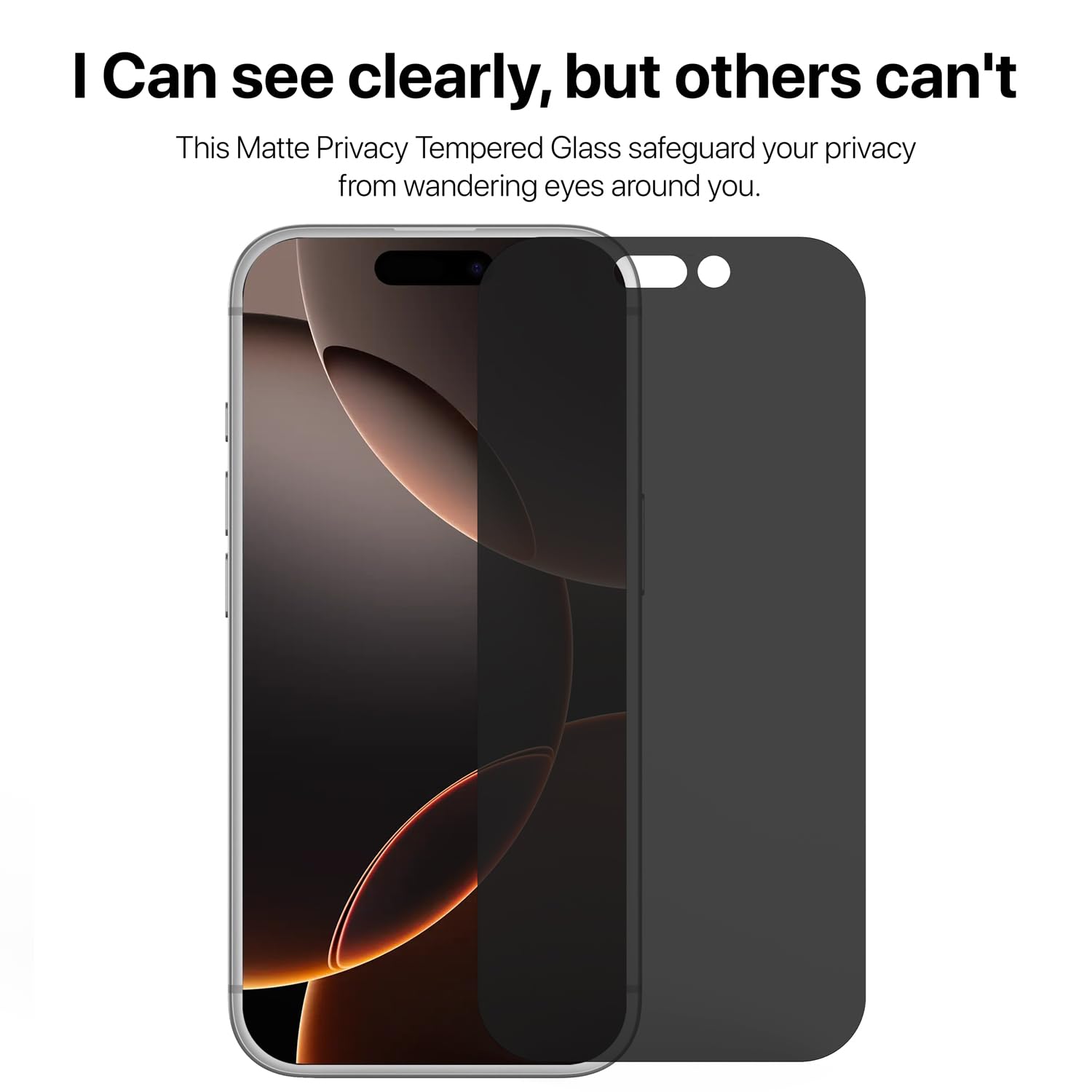 GRIPP Matte Privacy Tempered Glass Screen Protector for iPhone 16 Pro (6.3") Anti Scratch & Anti Spy Glass with 9h Protection, Edge to Edge Full Coverage Screen Guard (Easy Installation) - Black