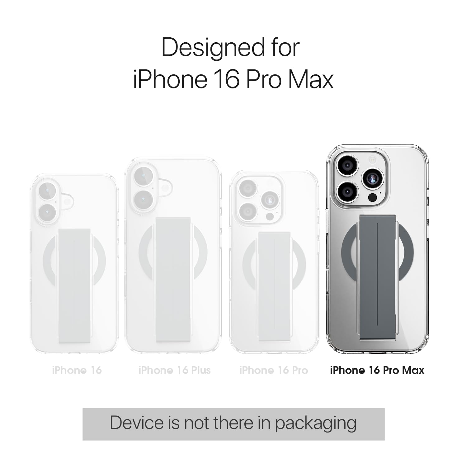 GRIPP Holdit Mag-Safe Case for iPhone 16 Pro Max (6.9") 2024 | 8ft Drop-Tested with D30 Technology, Integrated Flexible Grip Band, Lightweight, Shockproof & Scratch Resistant Back Cover - Grey