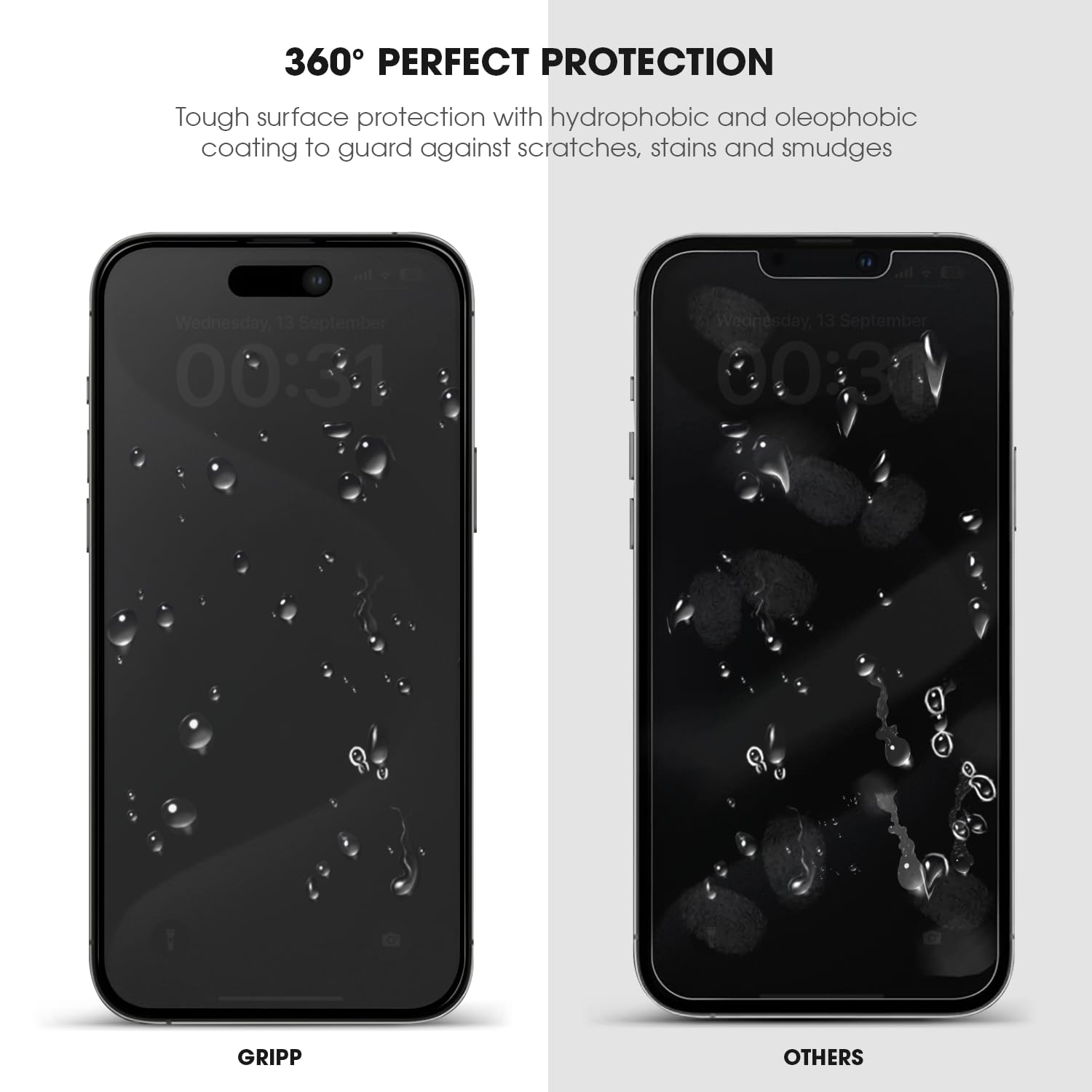 GRIPP Matte Privacy Tempered Glass Screen Protector for iPhone 15 Plus (6.7") with Anti Scratch & Anti Oil with 9h Hardness Edge to Edge Full Screen Protection Guard