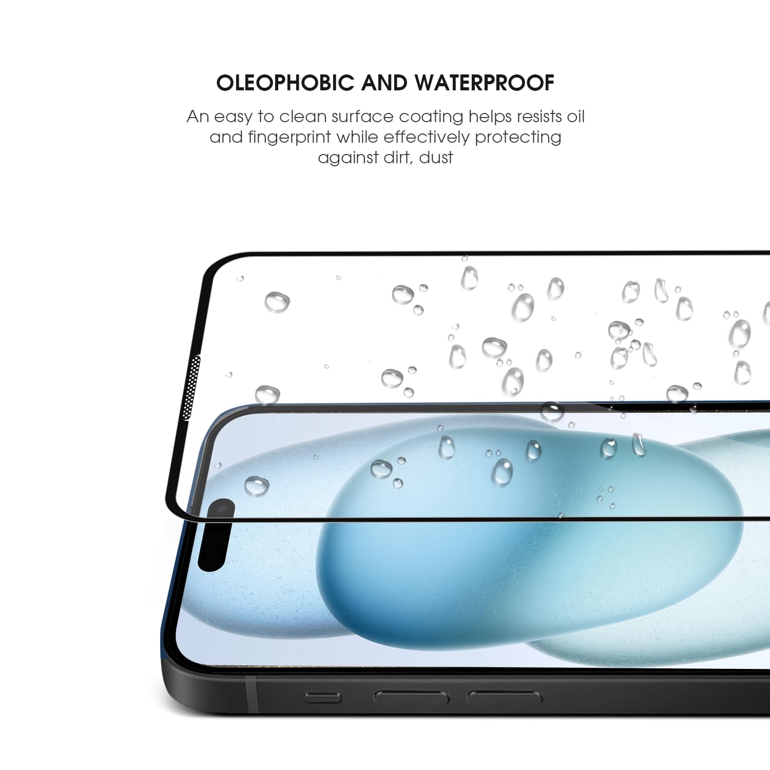 GRIPP Dust Proof 3D Tempered Glass Screen Protector for iPhone 15 (6.1") with Edge to Edge Full Coverage & 9H Hardness Anti-Scratch Shockproof Protection Screen Cover Shield
