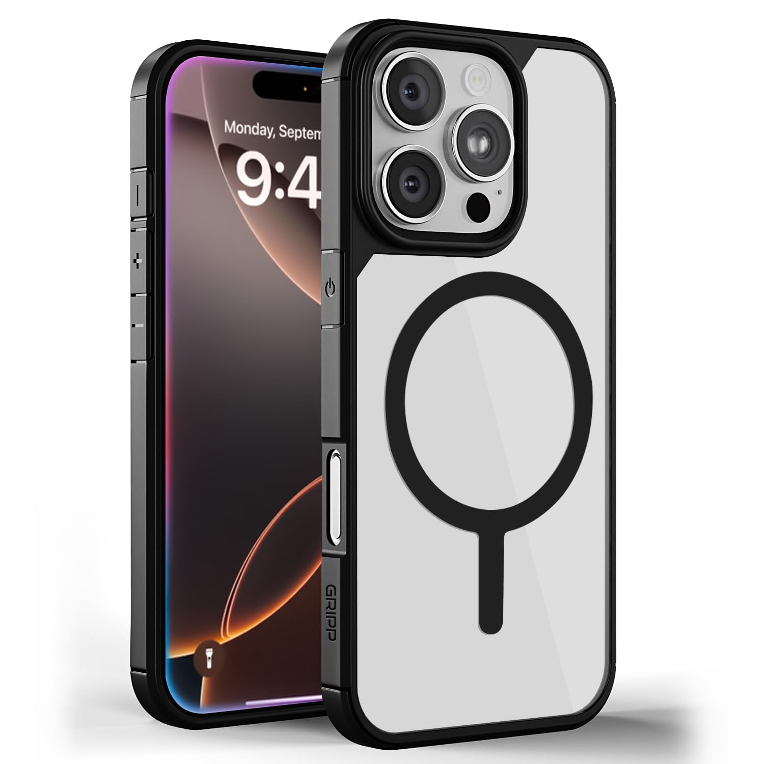 GRIPP Defender Mag-Safe Case for iPhone 16 Pro Max (6.9") 2024 | 8ft Drop-Tested with D30 Technology, Raised Edges, Shockproof Bumper, Crystal Clear PC Back, Dual Layer Protection Back Cover - Black