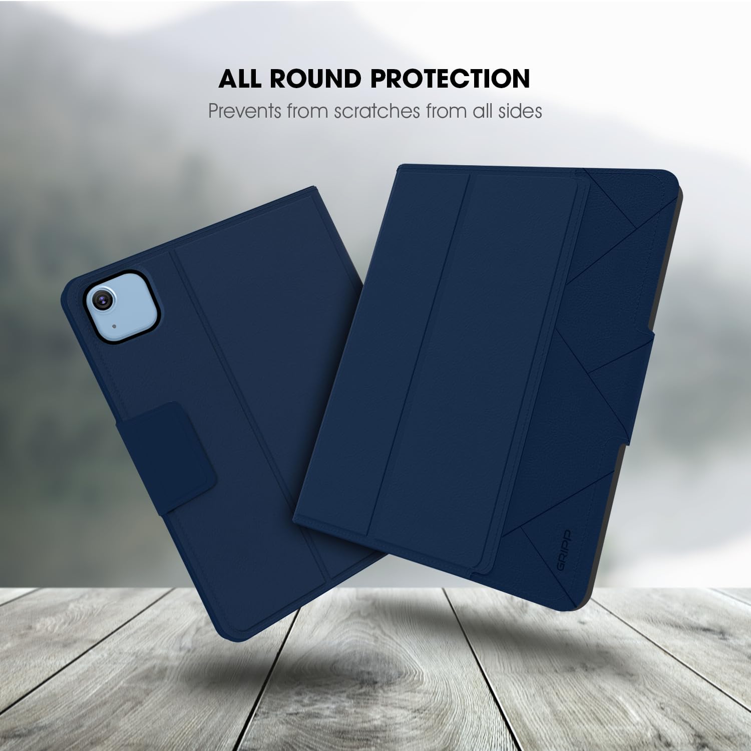 GRIPP Melon Leatherette Texture Case for iPad Air 11 inch (M2/M3) (2024/2025) | iPad Air 10.9" (2020/2022) | iPad Pro 11" (2021/2022) with Pencil Holder, Magnetic Closure - Dark Blue