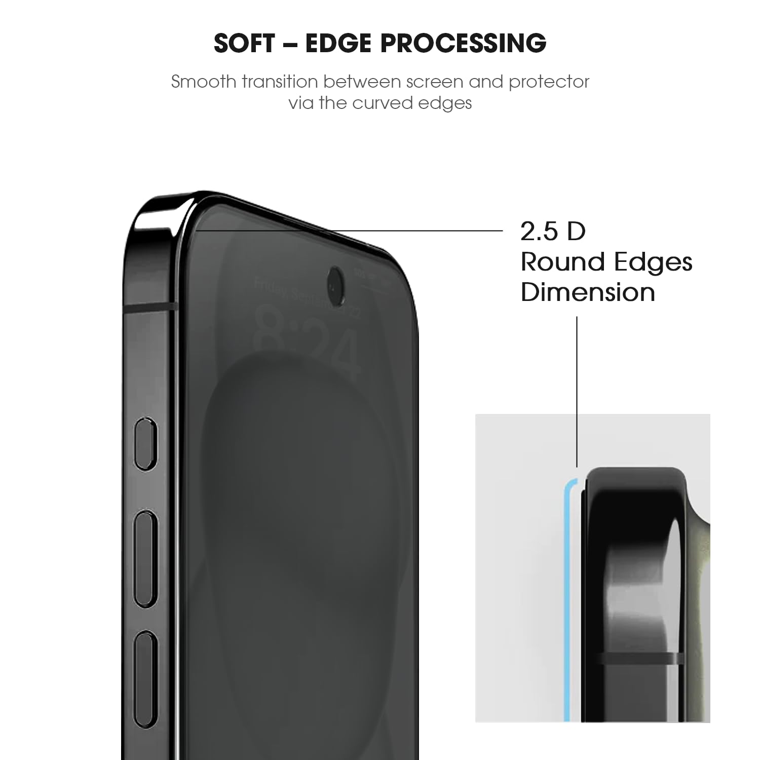 GRIPP Matte Privacy Tempered Glass Screen Protector for iPhone 15 Plus (6.7") with Anti Scratch & Anti Oil with 9h Hardness Edge to Edge Full Screen Protection Guard