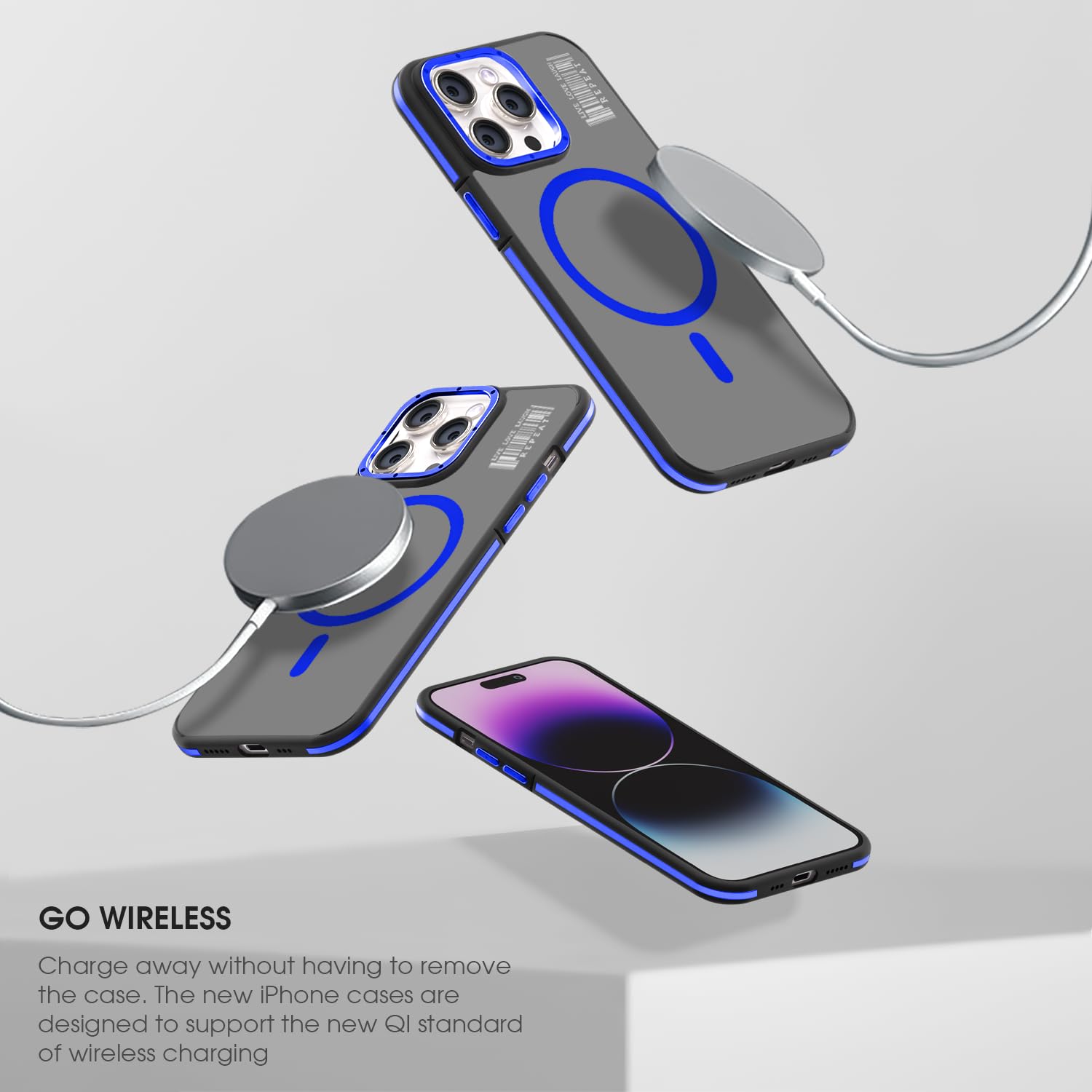 GRIPP Raigor with Mag-Safe Case Compatible with iPhone 15 Pro Max (6.7") with Metallic Camera Ring Alloy | Dual Material Ultra Hard PC & Soft TPU Bumper Translucent Matte Back Cover - Blue