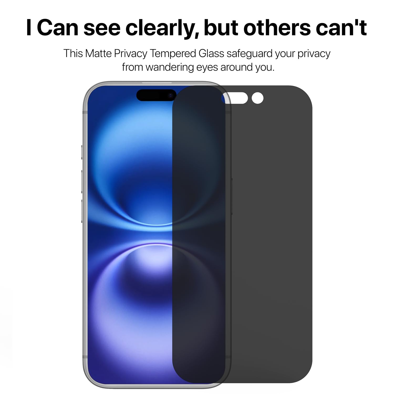 GRIPP Matte Privacy Tempered Glass Screen Protector for iPhone 16 Pro (6.3") Anti Scratch & Anti Spy Glass with 9h Protection, Edge to Edge Full Coverage Screen Guard (Easy Installation) - Black