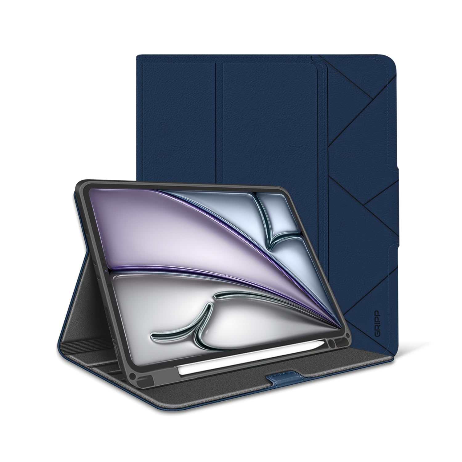 GRIPP Melon Leatherette Texture Case for iPad Air 11 inch (M2/M3) (2024/2025) | iPad Air 10.9" (2020/2022) | iPad Pro 11" (2021/2022) with Pencil Holder, Magnetic Closure - Dark Blue