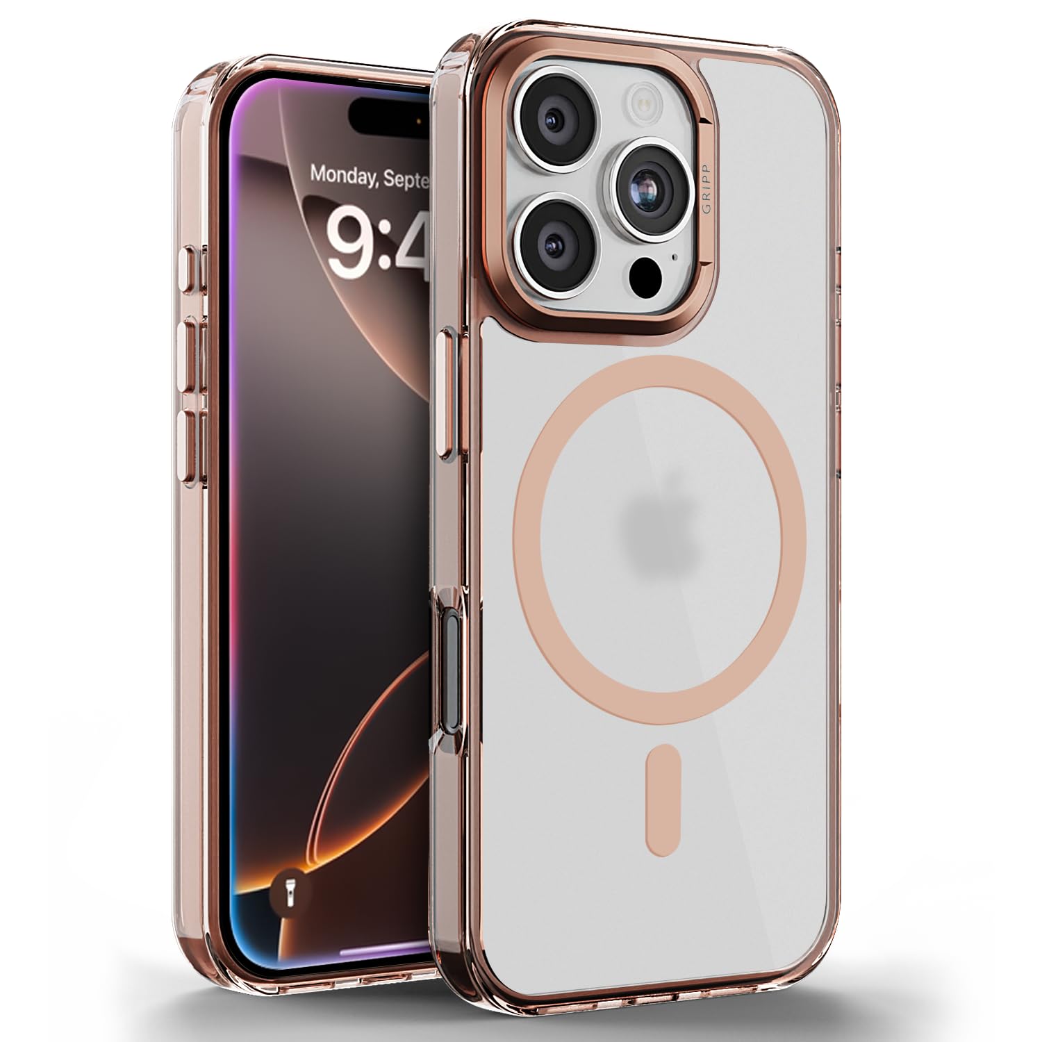 GRIPP Stellar Mag-Safe Case for iPhone 16 Pro Max (6.9") 2024 | 8ft Drop-Tested with D30 Tech, Raised Camera Ring & Metal Buttons, Shock-Proof Bumper, Lightweight Transparent Back Cover - Gold Matte