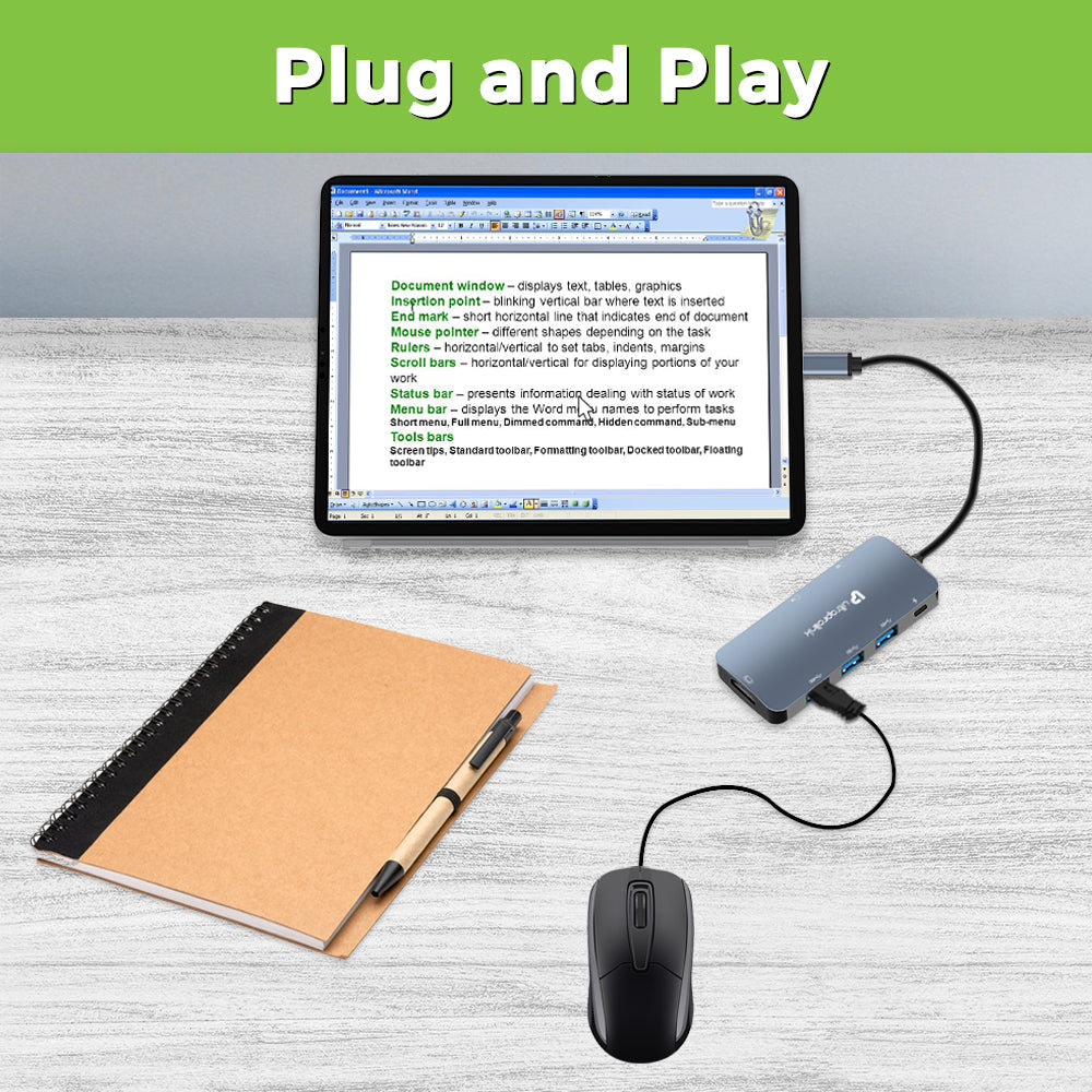Super Hub 4C–USB Type C 3.1, 9-in-1 Type C Hub UL1057