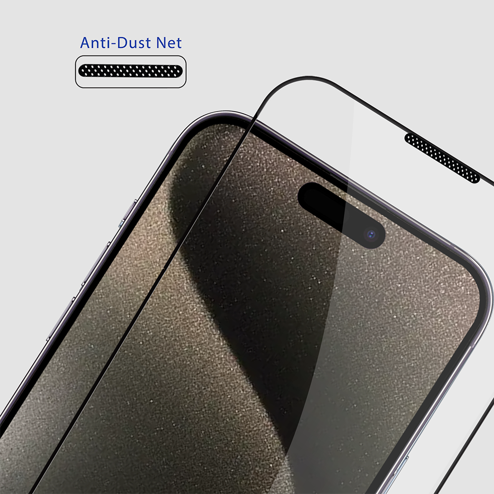 GRIPP Dust Proof 3D Tempered Glass for Apple iPhone 15 Pro
