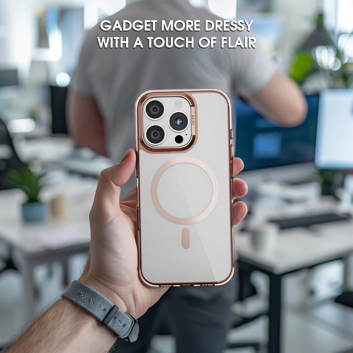 GRIPP Stellar Mag-Safe Case for iPhone 16 Pro Max (6.9") 2024 | 8ft Drop-Tested with D30 Tech, Raised Camera Ring & Metal Buttons, Shock-Proof Bumper, Lightweight Transparent Back Cover - Gold Matte