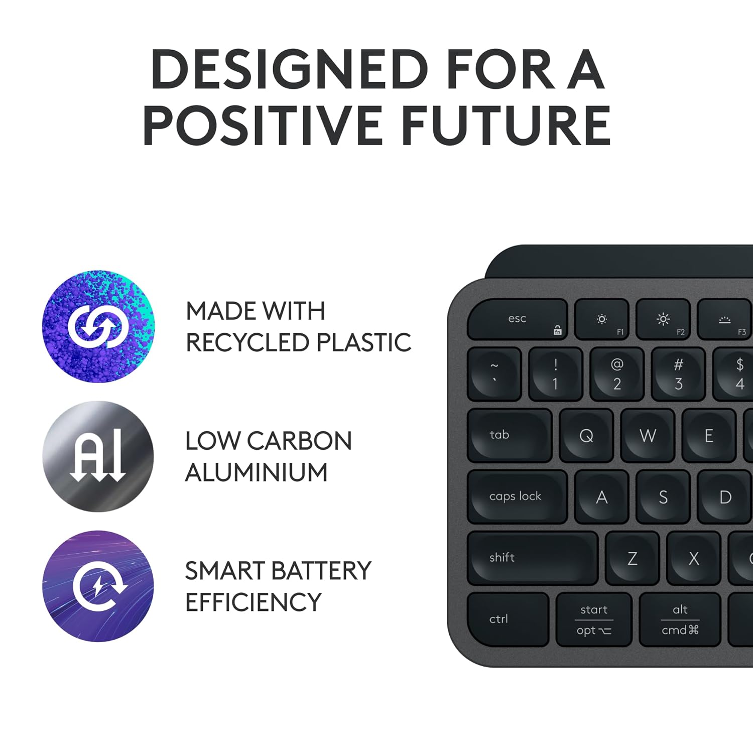 Logitech MX Keys S Wireless Keyboard, Low Profile, Fluid Precise Quiet Typing, Programmable Keys, Backlighting, Bluetooth, USB C Rechargeable, for Windows PC, Linux, Chrome, Mac - Graphite