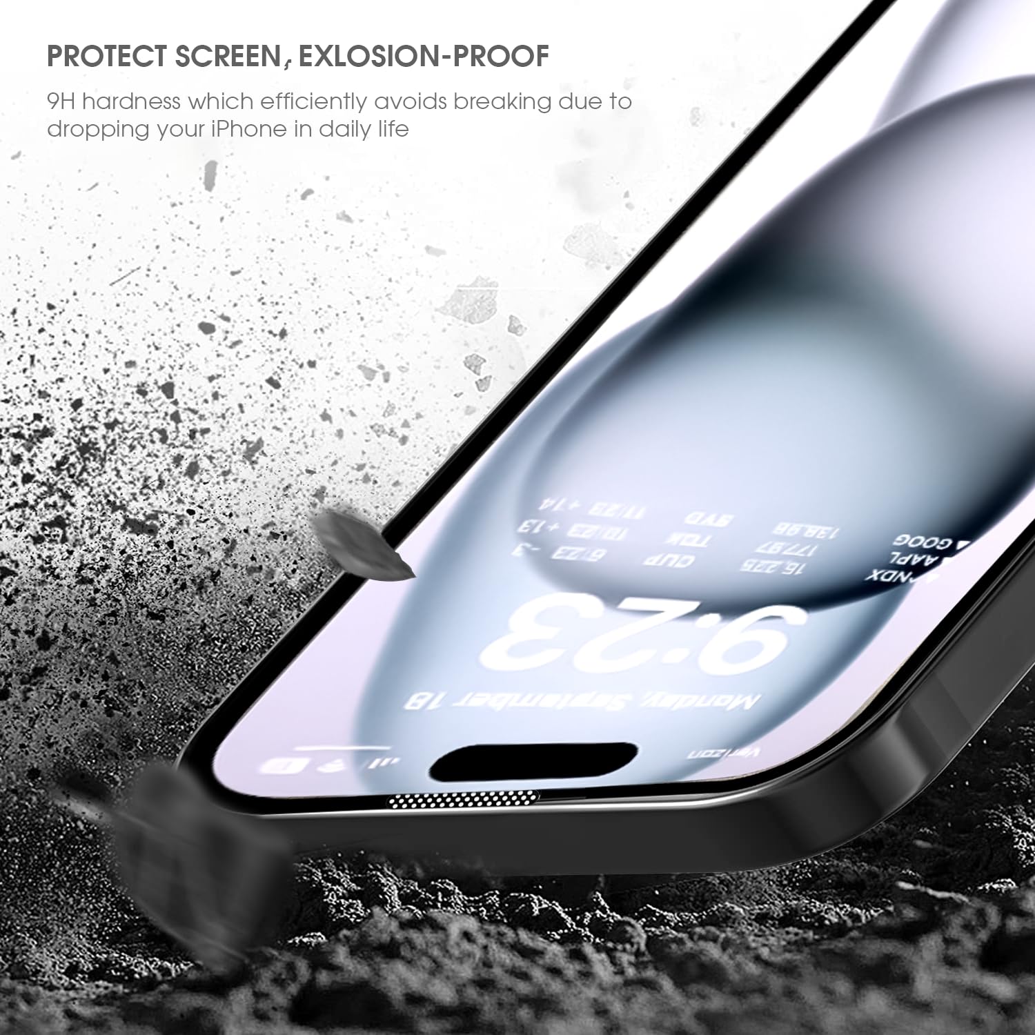 GRIPP Dust Proof 3D Tempered Glass Screen Protector for iPhone 15 (6.1") with Edge to Edge Full Coverage & 9H Hardness Anti-Scratch Shockproof Protection Screen Cover Shield