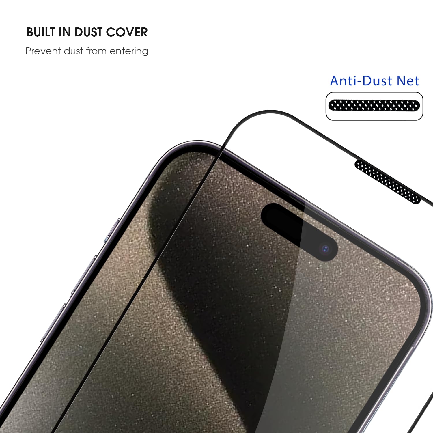 GRIPP Dust Proof 3D Tempered Glass Screen Protector for iPhone 15 (6.1") with Edge to Edge Full Coverage & 9H Hardness Anti-Scratch Shockproof Protection Screen Cover Shield
