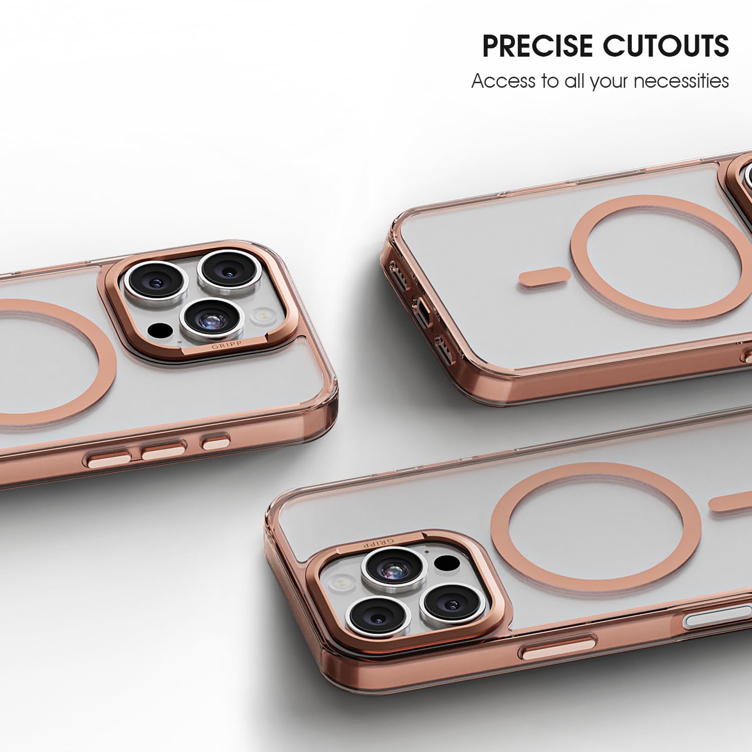 GRIPP Stellar Mag-Safe Case for iPhone 16 Pro Max (6.9") 2024 | 8ft Drop-Tested with D30 Tech, Raised Camera Ring & Metal Buttons, Shock-Proof Bumper, Lightweight Transparent Back Cover - Gold Matte