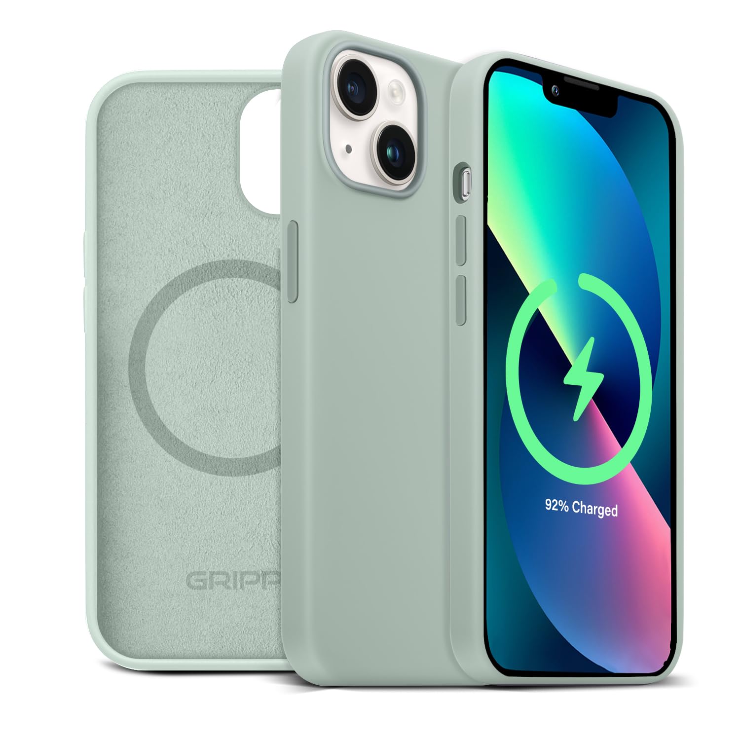 GRIPP® Rubon with Mag-Safe Slim-Fit Case Compatible with iPhone 14 Pro (6.1") Lightweight Matte Texture Liquid Silicone Soft Touch Material with 360-Degree Protection Back Cover - Beige