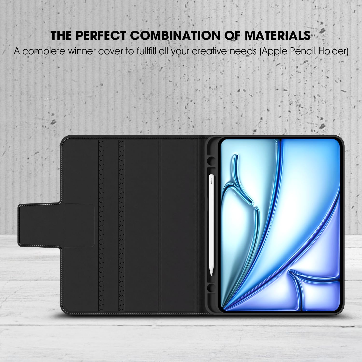 GRIPP Melon Rugged Leatherette Texture Case for iPad Pro 11 inch (M4) (2024) with 360° Shockproof Bumper, Adjustable Stand, Pencil Holder & Magnetic Closure Flip Cover - Grey/Black
