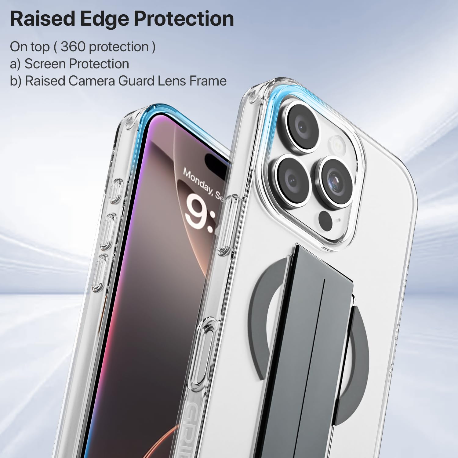 GRIPP Holdit Mag-Safe Case for iPhone 16 Pro Max (6.9") 2024 | 8ft Drop-Tested with D30 Technology, Integrated Flexible Grip Band, Lightweight, Shockproof & Scratch Resistant Back Cover - Grey