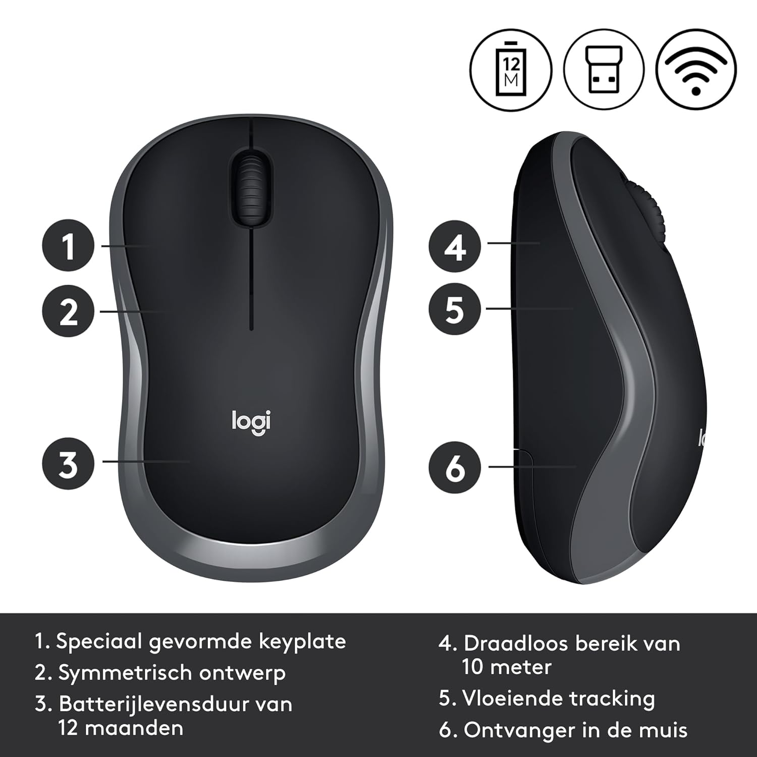 Logitech Wireless Mouse M185 Swift Gray