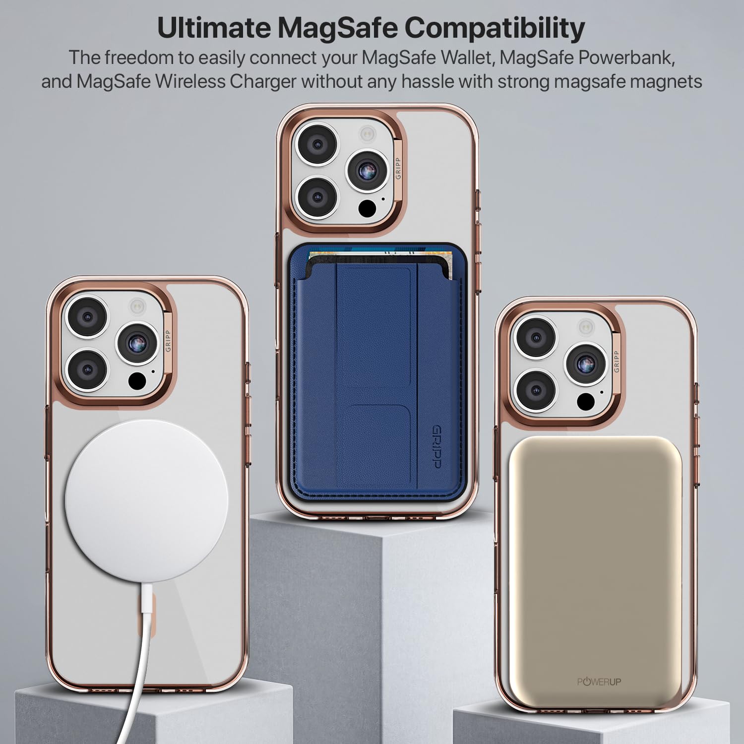GRIPP Stellar Mag-Safe Case for iPhone 16 Pro Max (6.9") 2024 | 8ft Drop-Tested with D30 Tech, Raised Camera Ring & Metal Buttons, Shock-Proof Bumper, Lightweight Transparent Back Cover - Gold Matte