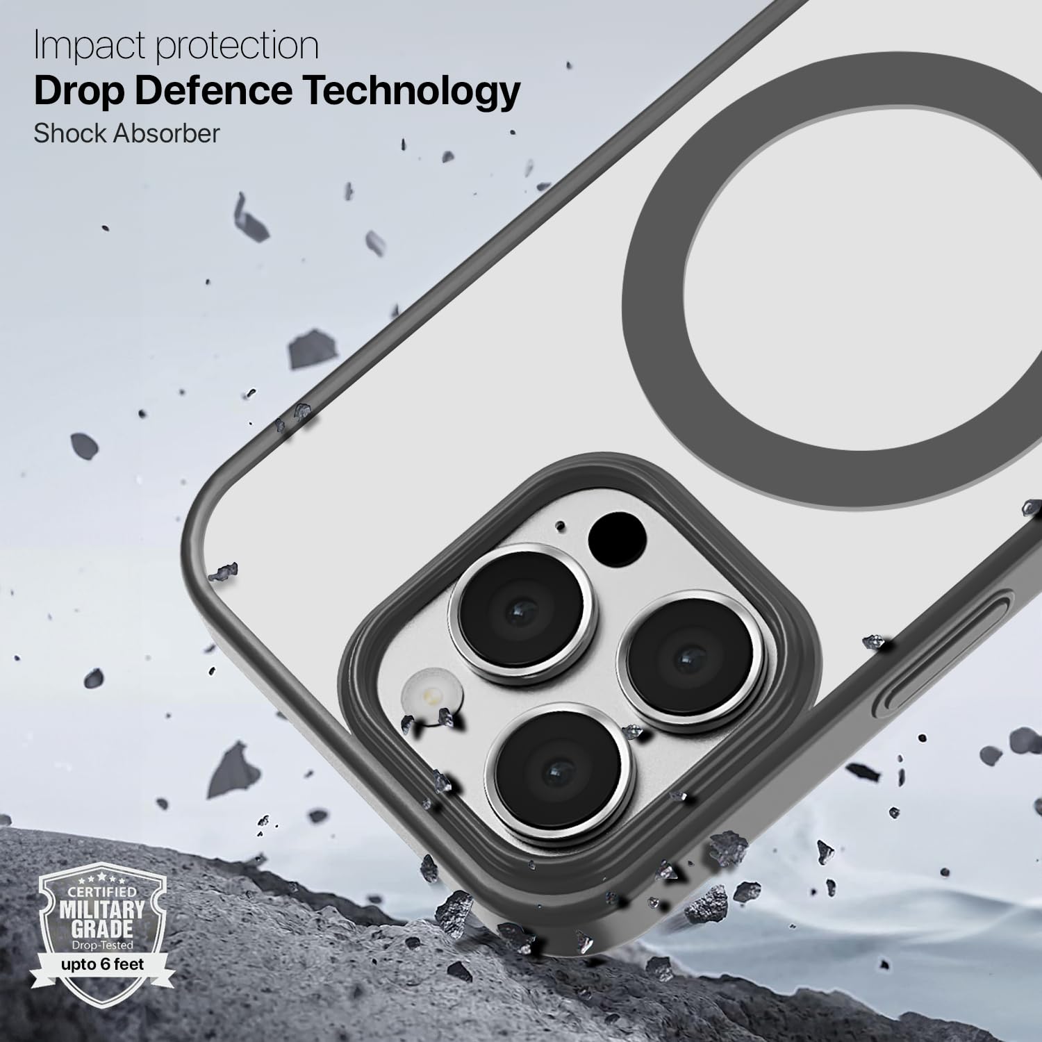 GRIPP Glacier Slim Mag-Safe Case for iPhone 16 Pro (6.3") 2024 | 6ft Drop-Tested with D30 Technology, Raised Camera Ring, Shockproof, Lightweight, Ultra-Thin Matte Back Cover - Gunmetal