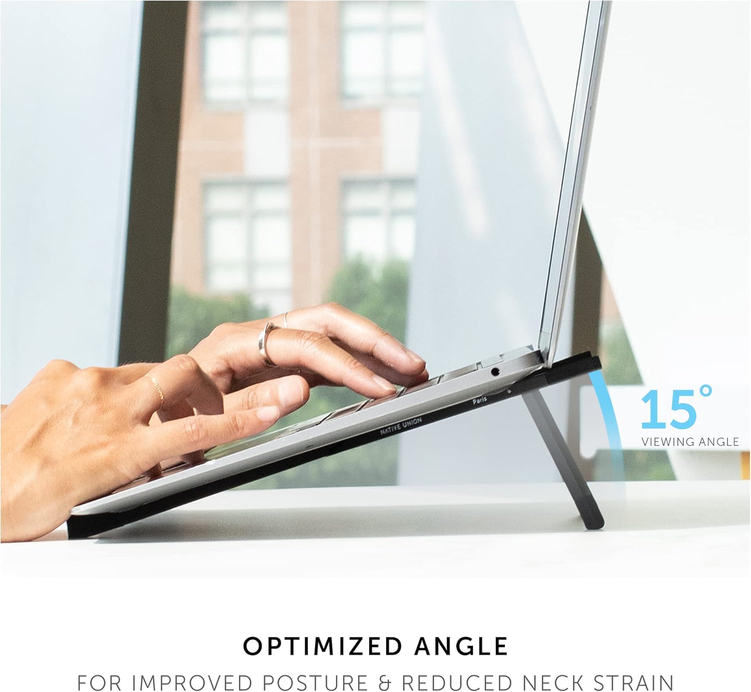 Native Union Fold Laptop Stand - Ultra Compact, Foldable & Portable Laptop Stand - Ergonomic & Optimised Viewing Angle - For 10 to 16 Inch MacBook, Laptops, iPad & Tablets (Black)