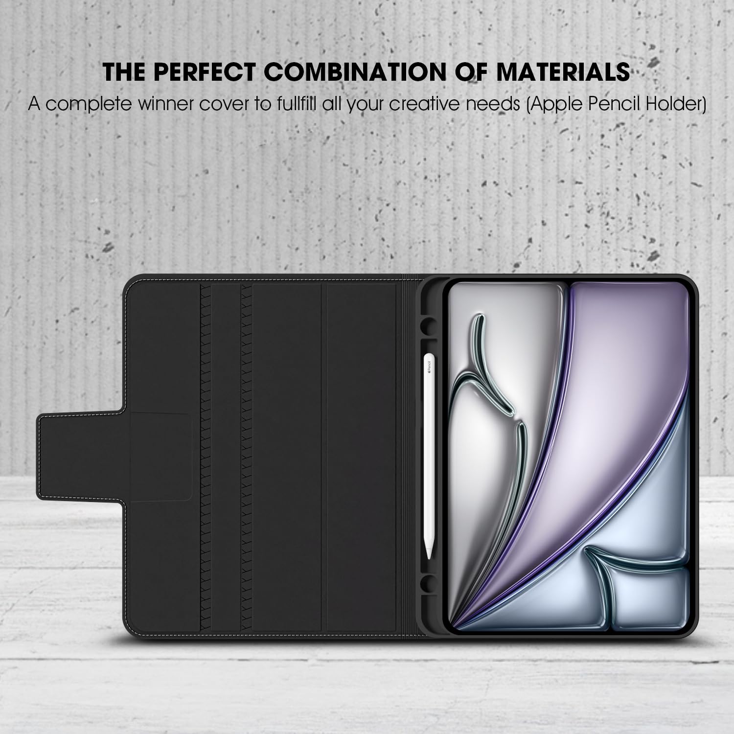GRIPP Melon Leatherette Texture Case for iPad Air 11 inch (M2/M3) (2024/2025) | iPad Air 10.9" (2020/2022) | iPad Pro 11" (2021/2022) with Pencil Holder, Magnetic Closure - Dark Blue