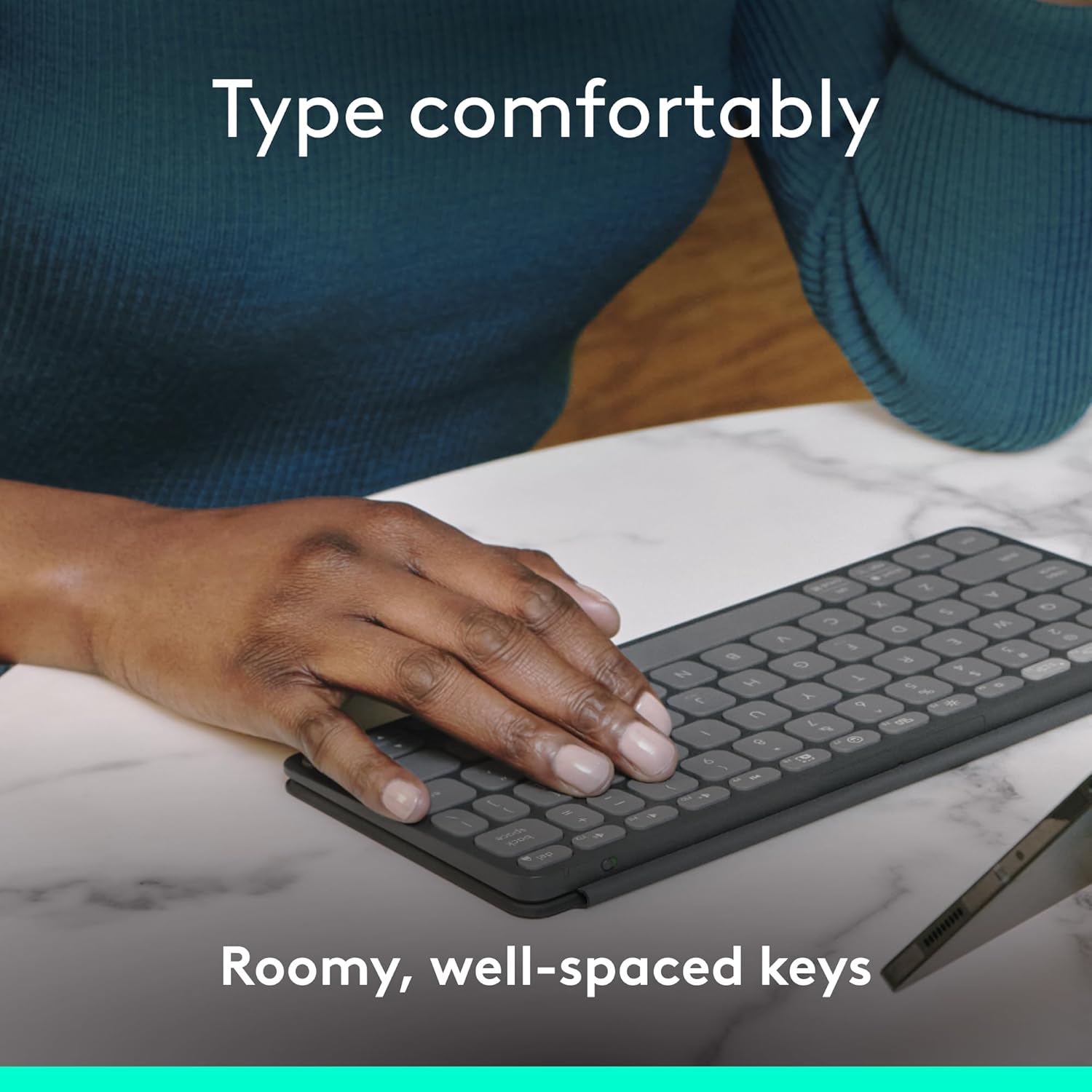 Logitech Keys-to-Go 2 Portable Bluetooth Keyboard for Tablet with Built-in Cover, Slim and Compact Wireless Keyboard for Windows, Android, Linux, iPad, iPhone, Mac, Apple TV - Graphite
