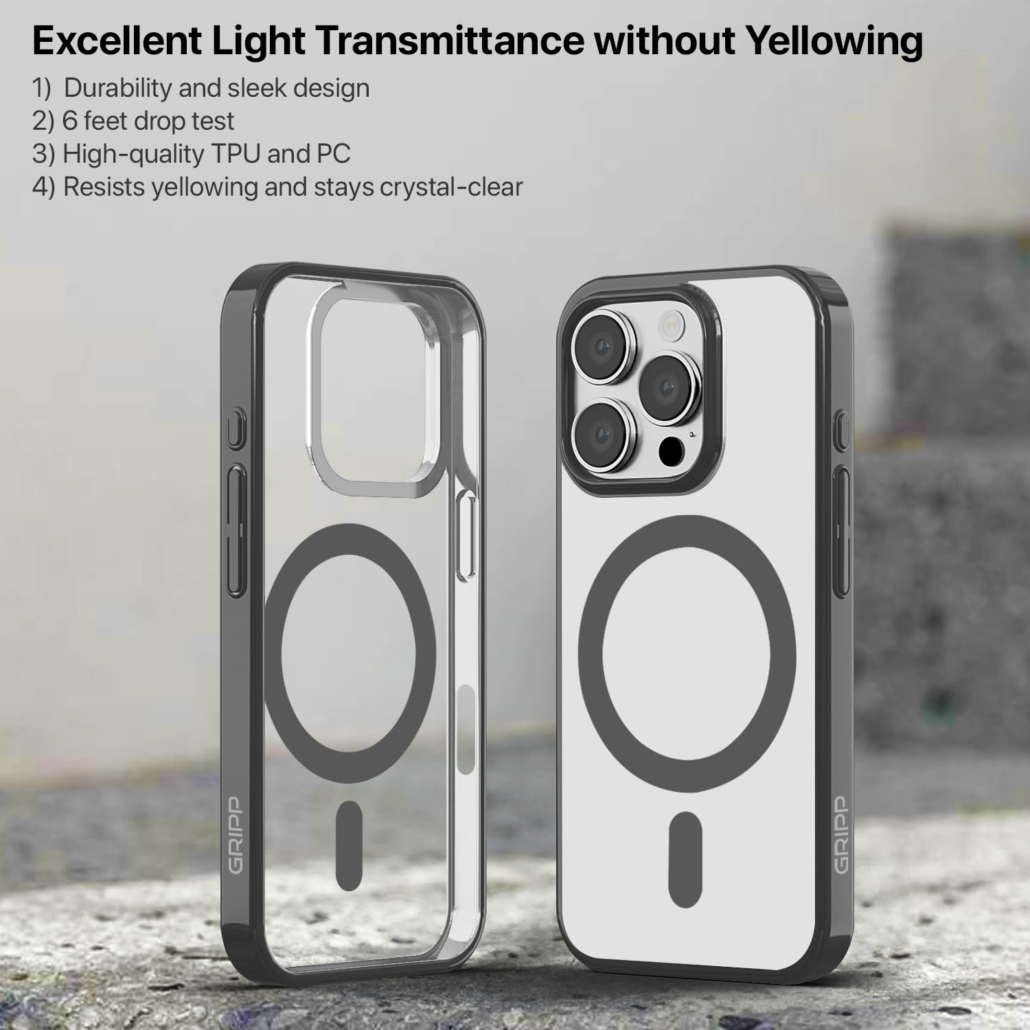 GRIPP Glacier Slim Mag-Safe Case for iPhone 16 Pro (6.3") 2024 | 6ft Drop-Tested with D30 Technology, Raised Camera Ring, Shockproof, Lightweight, Ultra-Thin Matte Back Cover - Gunmetal
