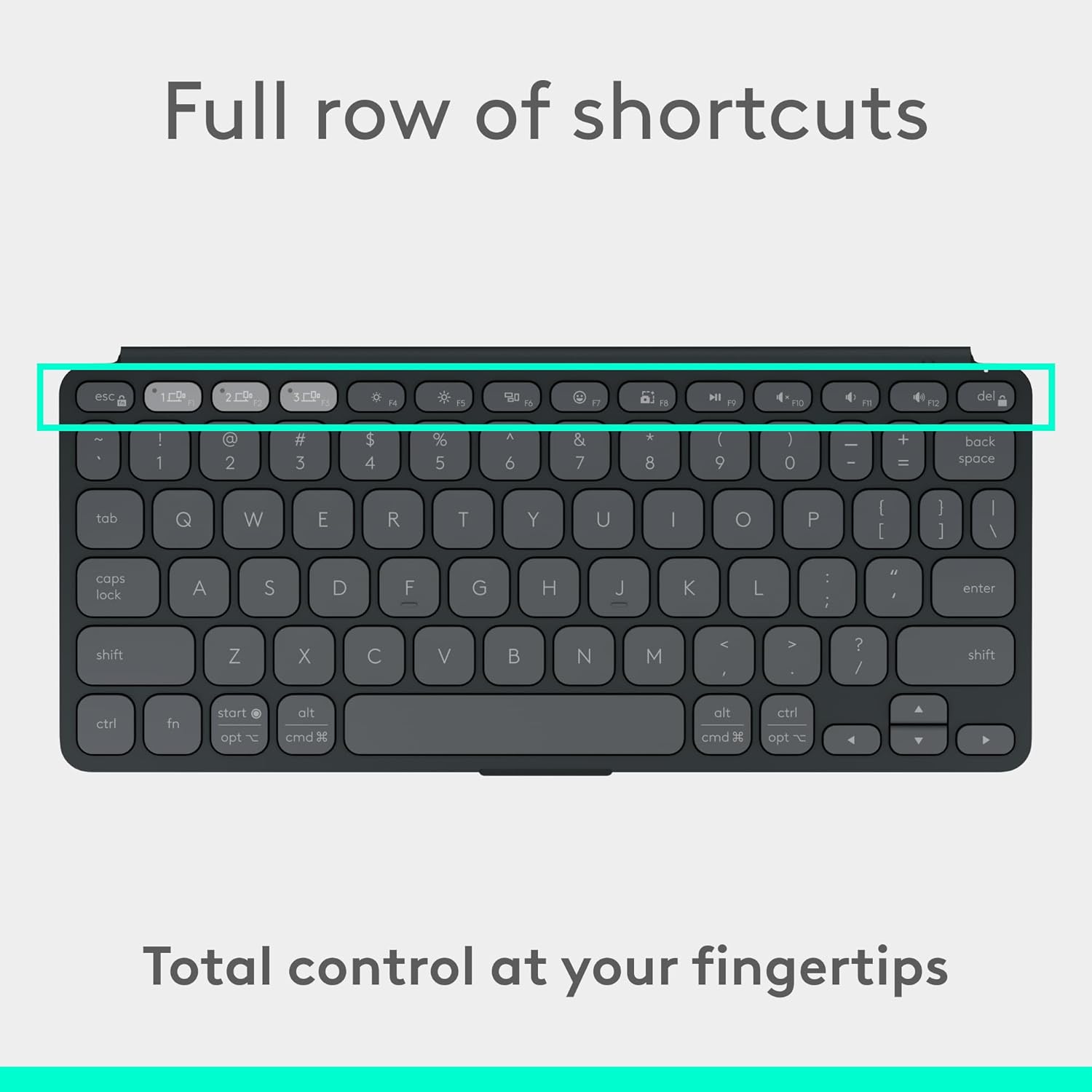 Logitech Keys-to-Go 2 Portable Bluetooth Keyboard for Tablet with Built-in Cover, Slim and Compact Wireless Keyboard for Windows, Android, Linux, iPad, iPhone, Mac, Apple TV - Graphite